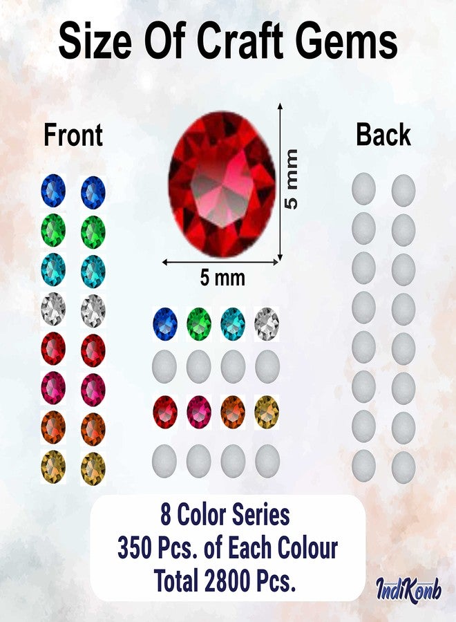 INDIKONB 2800 Multicolor Rhinestones Flatback Pastable Kundan Stones Gemstones and Crystals for Art and Crafts, Jewellery Making, Clothes, Embroidery Material DIY kit (5 mm, Multicolor) || SR 5mm || - Image 2